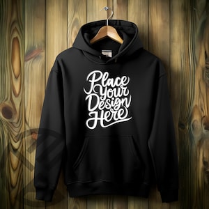 Gildan 18500 Black Hoodie Mockup | Basic Hoodie Mock | Trendy Hooded Sweatshirt Mockup | Mens Gildan 18500 Mockup