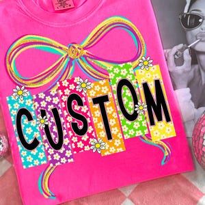 Custom Png, Neon Custom Png, Preppy Custom Name Png, Custom Coquette Bow Png, Personalized Name Png Design, Preppy Bow Sublimation, Neon Png
