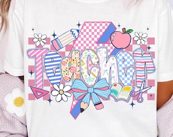 Teacher Png Preppy Teacher Design Teacher Life Png Teach Png Retro Teacher Appreciation Png Teacher Pencil Png Teach Love Inspire Png