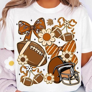 Football Fall Png, Football png, Football Game Day Png, Fall Autumn Png, Floral Football Coquette Bow Png, Touchdown Season Png, Sport Png