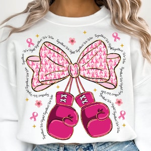 Support Breast Cancer Awareness Png, Breast Cancer Png, Breast Cancer Coquette Boxing Gloves Png, Pink out Png, Pink Ribbon Breast Cancer