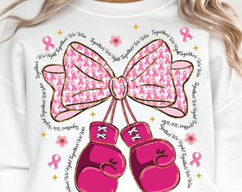 Support Breast Cancer Awareness Png, Breast Cancer Png, Breast Cancer Coquette Boxing Gloves Png, Pink out Png, Pink Ribbon Breast Cancer