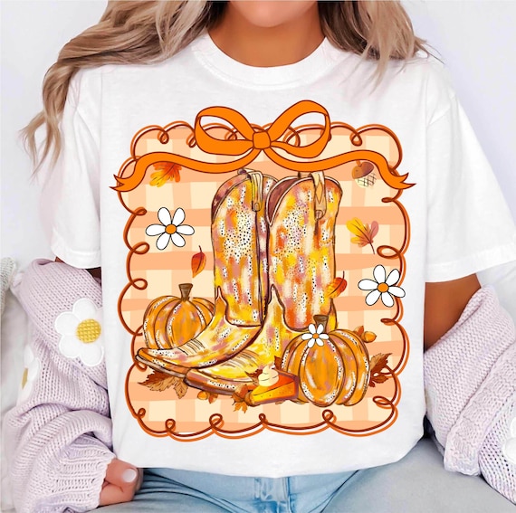 Fall Png, Autumn Png, Western Cowgirl Boots Fall Png, Fall Pumpkin Season Png, Fall Coquette Bow Png, Fall Autumn Vibes Png, Brushstroke Art