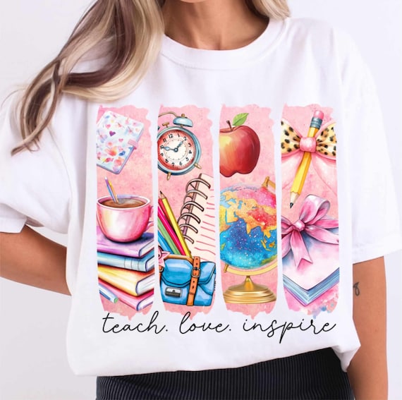 Teacher Png Teacher Life Png Teach Love Inspire Shirt Png Retro Teacher Appreciation Design Teacher Pencil Png Trending Best Seller Png