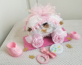 princess carriage diaper cake instructions