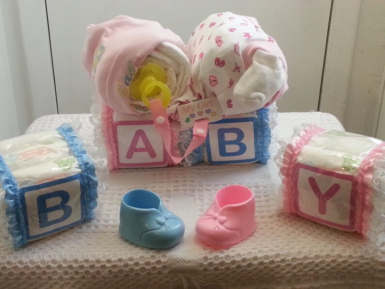 Alphabet Baby Blocks Sleeping Baby Diaper Cake Gift Set Boy Etsy