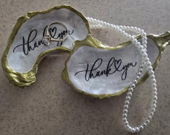 Decoupaged Oyster Shell Jewelry Trinket Ring Dish Thank You Gift