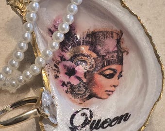 African Nubian Egyptian Queen Oyster Shell Jewelry Ring Trinket Dish #EQ-D