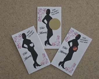 Chic Mommy Pregnant Belly Scratch 'n Win  Baby Shower Game Cards - Set of 12