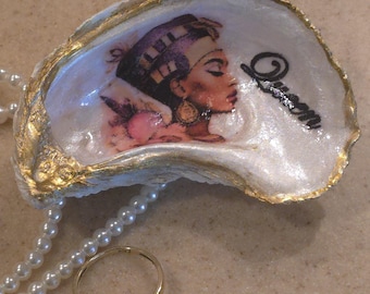 African Nubian Egyptian Queen Oyster Shell Jewelry Ring Trinket Dish #EQ-K