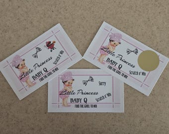 Little Princess BabyQ Chef Scratch 'n Win Baby Shower Game Cards - Your Choice of Light/Medium/Dark Skin Tones/Hairstyles