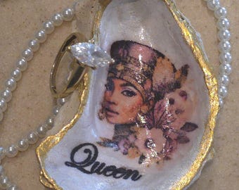 African Nubian Egyptian Queen Oyster Shell Jewelry Ring Trinket Dish #EQ-E