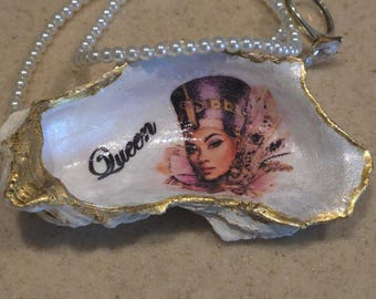 African Nubian Egyptian Queen Oyster Shell Jewelry Ring Trinket Dish #EQ-L