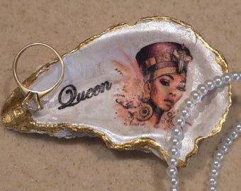 African Nubian Egyptian Queen Oyster Shell Jewelry Ring Trinket Dish #EQ-C