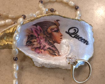 African Nubian Egyptian Queen Oyster Shell Jewelry Ring Trinket Dish #EQ-I