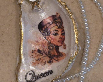 African Nubian Egyptian Queen Oyster Shell Jewelry Ring Trinket Dish #EQ-B