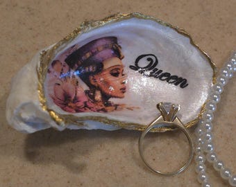 African Nubian Egyptian Queen Oyster Shell Jewelry Ring Trinket Dish #EQ-M