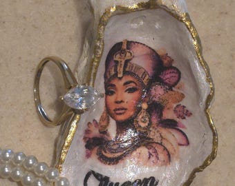 African Nubian Egyptian Queen Oyster Shell Jewelry Ring Trinket Dish #EQ-H