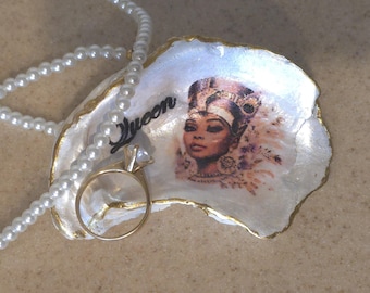 African Nubian Egyptian Queen Oyster Shell Jewelry Ring Trinket Dish #EQ-A