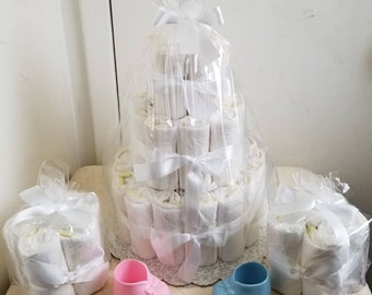 3 Tier Undecorated Diaper Cake Baby Shower Centerpiece & 2-4-6 Minis Gift Set - UDecor8 - and a FREE GIFT!