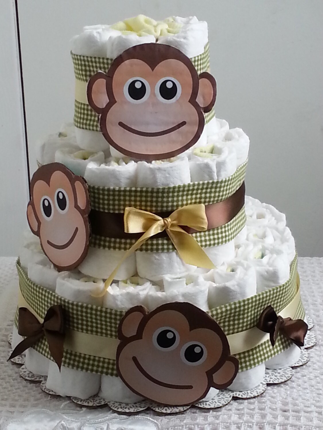3 Tier Diaper Cake Monkey See Monkey Do Baby Shower Gift Centerpiece
