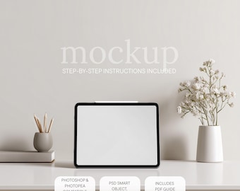 Maqueta de tableta iPad - Maqueta minimalista de pantalla de dispositivo - Planificador digital y plantilla de visualización