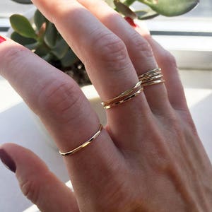 Thin Gold Rings, Delicate Gold Stacking Rings Set, Gold Fill Stack Rings, Gold Midi Ring, Gold Knuckle Ring, Stackable Gold Ring Set image 4