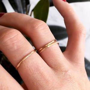 Thin Gold Rings, Delicate Gold Stacking Rings Set, Gold Fill Stack Rings, Gold Midi Ring, Gold Knuckle Ring, Stackable Gold Ring Set image 7