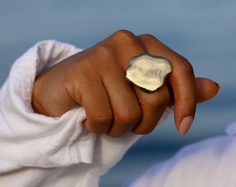 Cloud Ring - Extra Large Sculptural Gold or Sterling Silver Chunky Statement Ring - Unique Silver Statement Ring - Large Cloud Shaped Ring