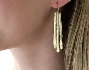 Long Fringe Earrings - Unique Statement Earrings - Long Drop Earrings - Long Gold Statement Earrings - Long Silver Statement Earrings