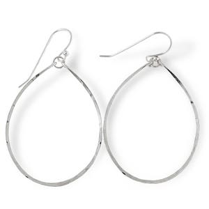 Silver Hoop Earrings Thin Silver Hoops Thin Oval Sterling Silver Hand Hammered Hoop Earrings Delicate Hammered Silver Hoop Earrings Sterling Silver