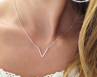 V Necklace - V Shaped Necklace / Chevron 14k Gold Fill, Rose Gold Fill or Sterling Silver Chain Necklace / Dainty Chain V Necklace