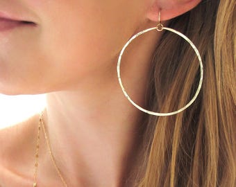 Large Gold Hoop Earrings - Extra Large Hoop Earrings 14K Gold Fill, Rose Gold, Sterling Silver Dangle Hoop - Large Silver Hoops - HYPERBOLE