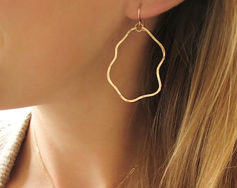 Yung Spud Hoop Earrings - Organically Shaped Small Wavy Gold Hoops - Wavy Sterling Silver Hoop Earrings - Wavy Gold or Rose Gold Hoops