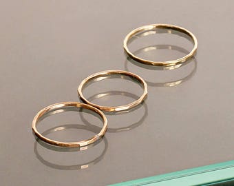 Thin Gold Rings, Delicate Gold Stacking Rings Set, Gold Fill Stack Rings, Gold Midi Ring, Gold Knuckle Ring, Stackable Gold Ring Set