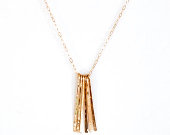 Long Gold Fringe Necklace / 22" INCH - 14k Gold Fill, Rose Gold Fill, Sterling Silver Fringe Chain Necklace / 22 " Different Strokes Pendant