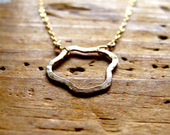 Amoeba Necklace - 14K Gold FIlled Irregular Pendant