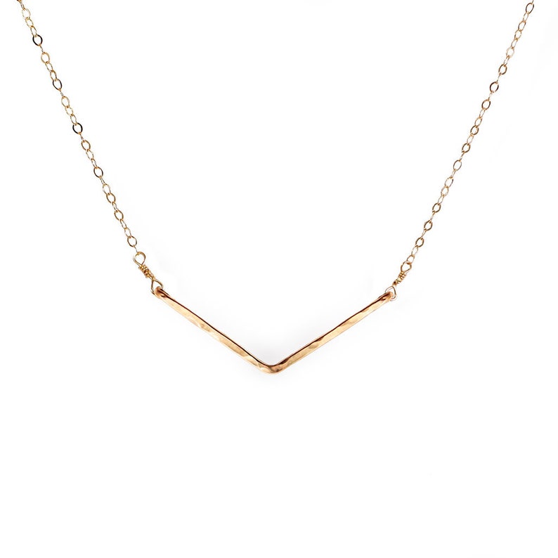 V Necklace Gold Chevron Necklace Wide V Shaped Pendant Simple Delicate Everyday Necklace in Gold Fill, Rose Gold Fill, Sterling Silver image 1