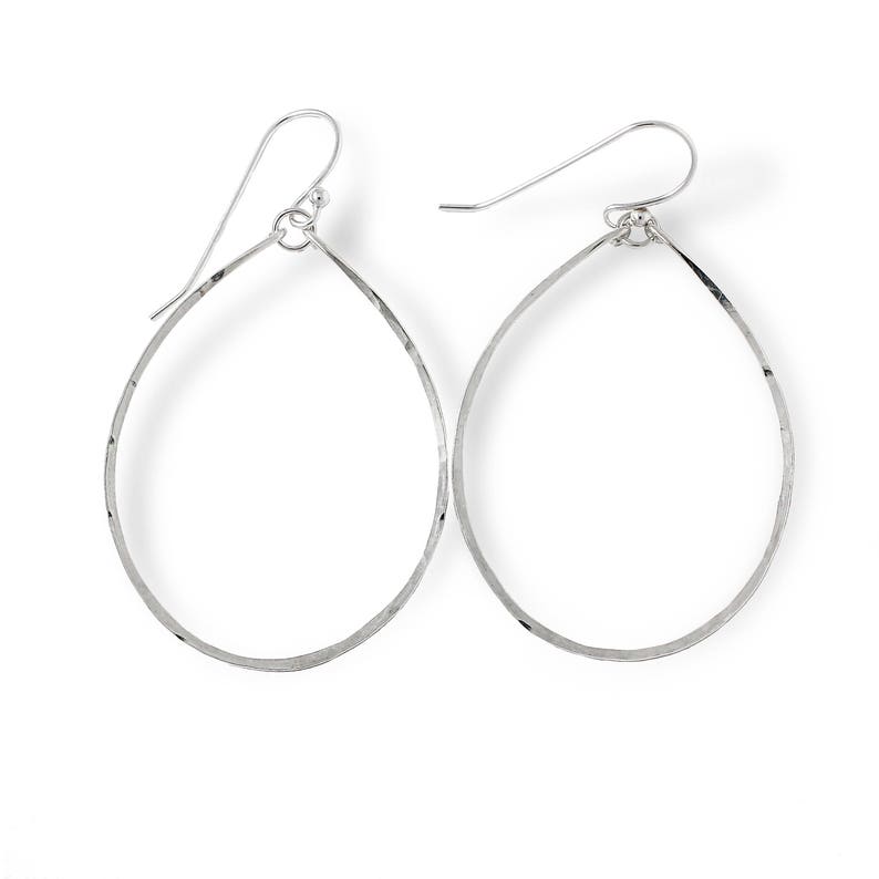 Silver Hoop Earrings Thin Silver Hoops Thin Oval Sterling Silver Hand Hammered Hoop Earrings Delicate Hammered Silver Hoop Earrings Sterling Silver