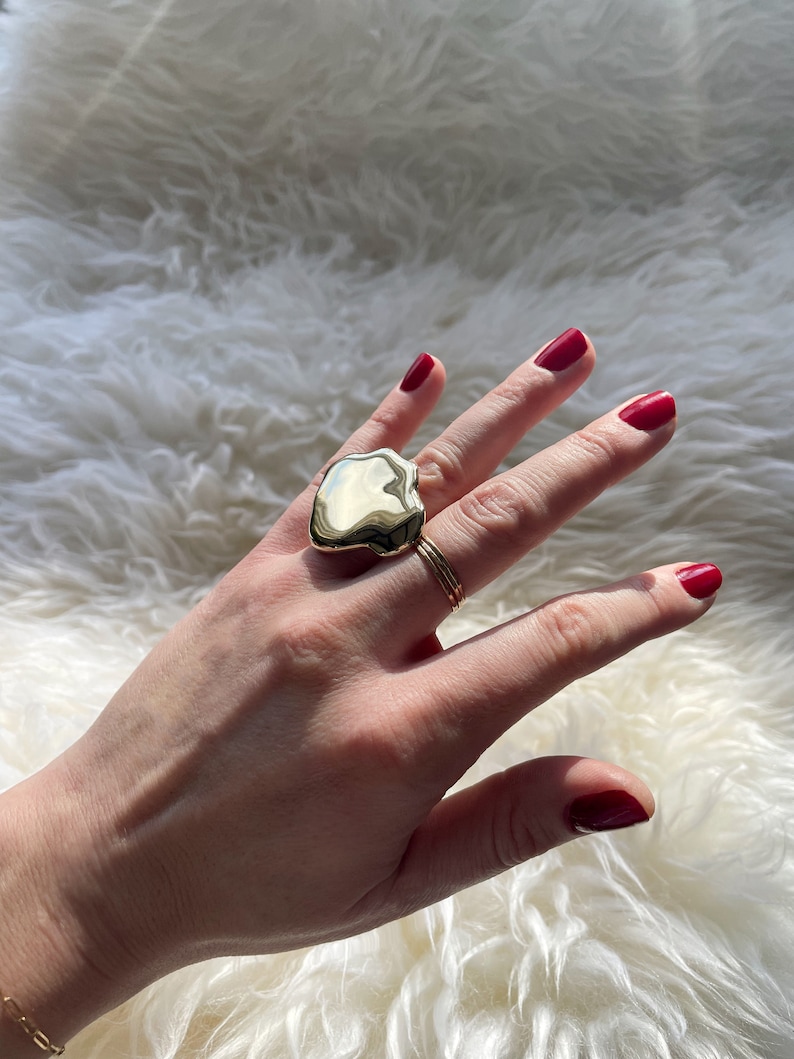 Cloud Ring Extra Large Sculptural Gold or Sterling Silver Chunky Statement Ring Unique Silver Statement Ring Large Cloud Shaped Ring image 8