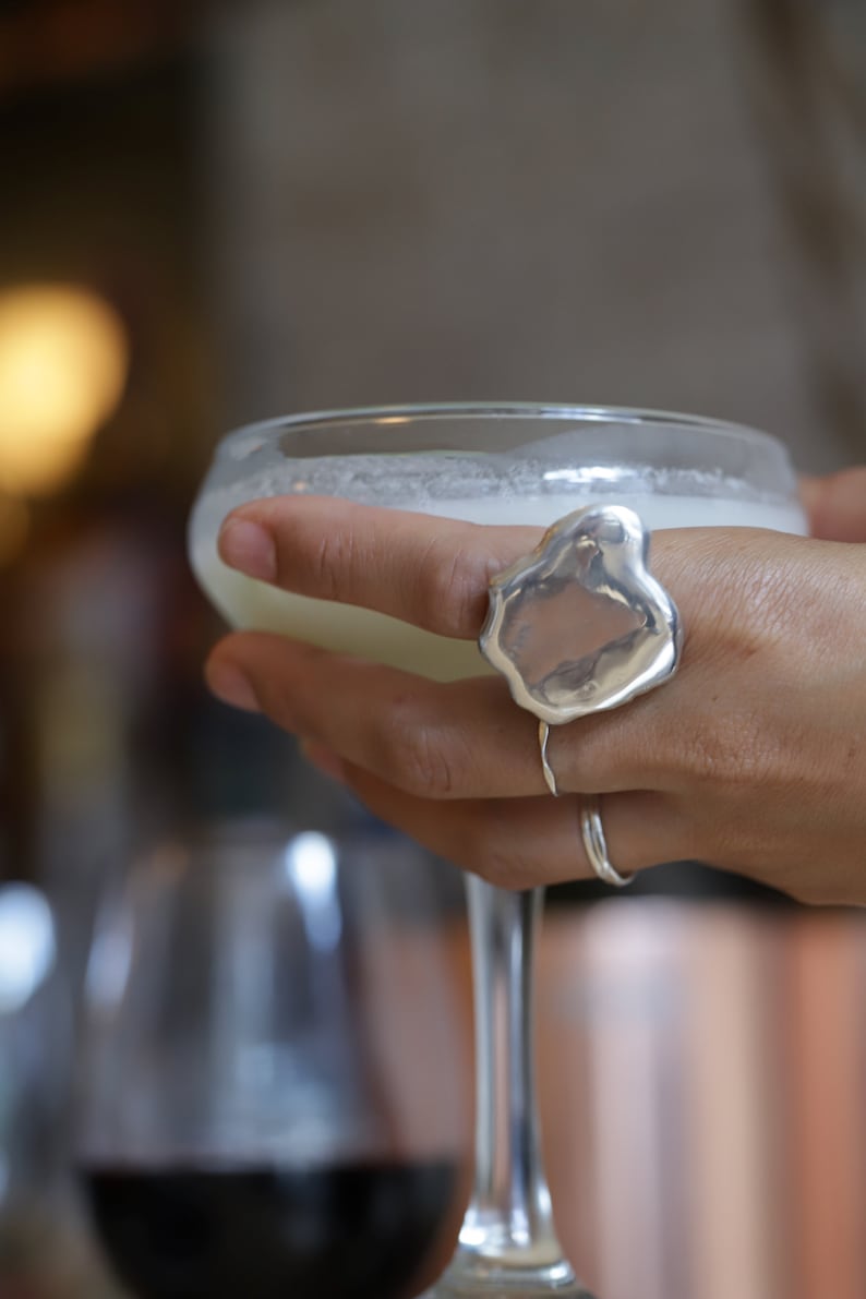 Cloud Ring Extra Large Sculptural Gold or Sterling Silver Chunky Statement Ring Unique Silver Statement Ring Large Cloud Shaped Ring image 7