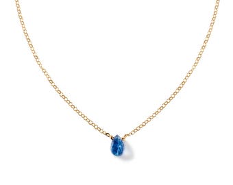 Blue Kyanite Pendant / Little Kyanite Necklace on 14k Gold Fill Chain / Dainty Gemstone Necklace / Small Blue Stone Necklace / Sapphire Blue