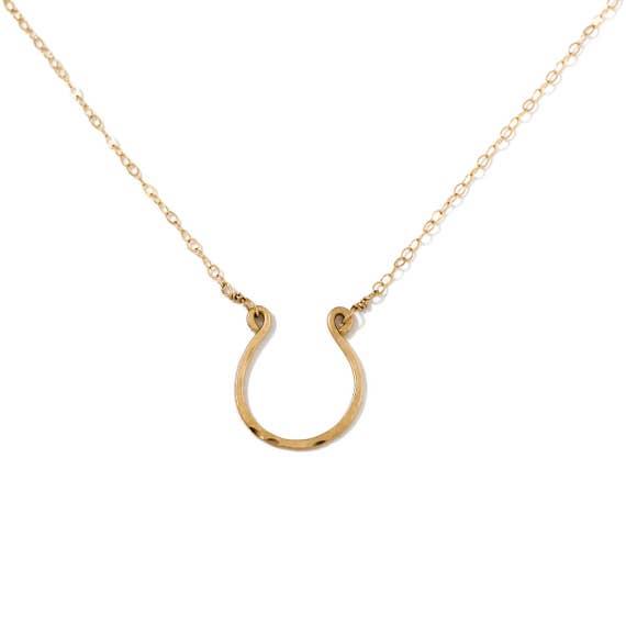 Gold Horseshoe Necklace Good Luck Necklace Handmade 14K Gold