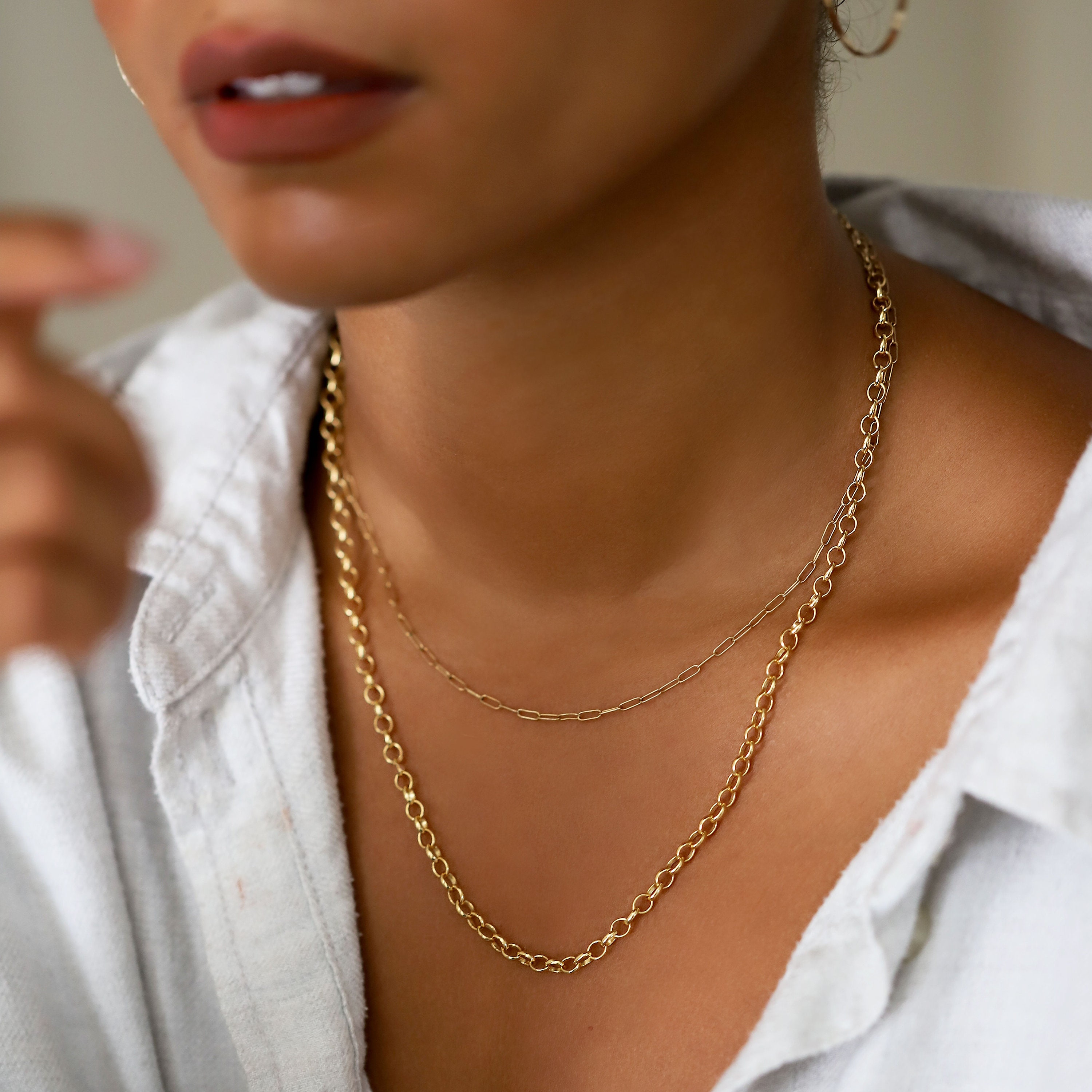 Small Link Chain Necklace - Paperclip Chain Necklace - Simple Gold ...