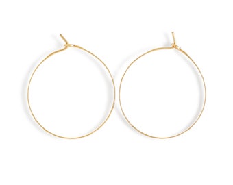 1.5 Inch Endless Hoop Earrings - Thin Gold Hoops - Lightweight Hammered Hoops - Silver or Rose Gold Endless Hoop - 1.5 Inch Gold Hoops