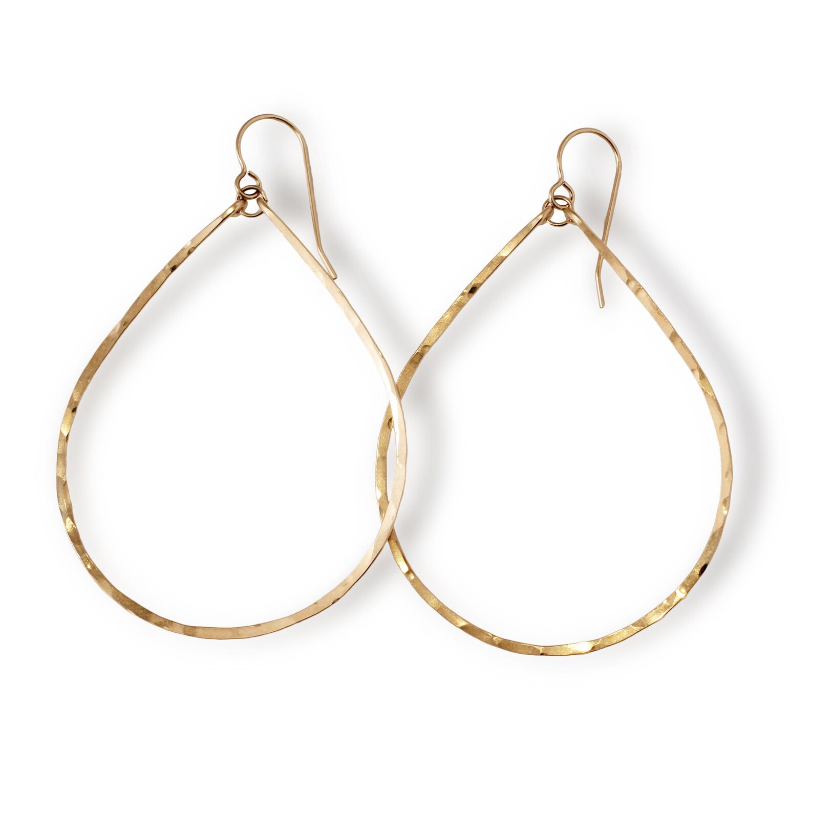Gold Hoop Earrings // Large Teardrop Hoop Earrings / 14K Gold Etsy