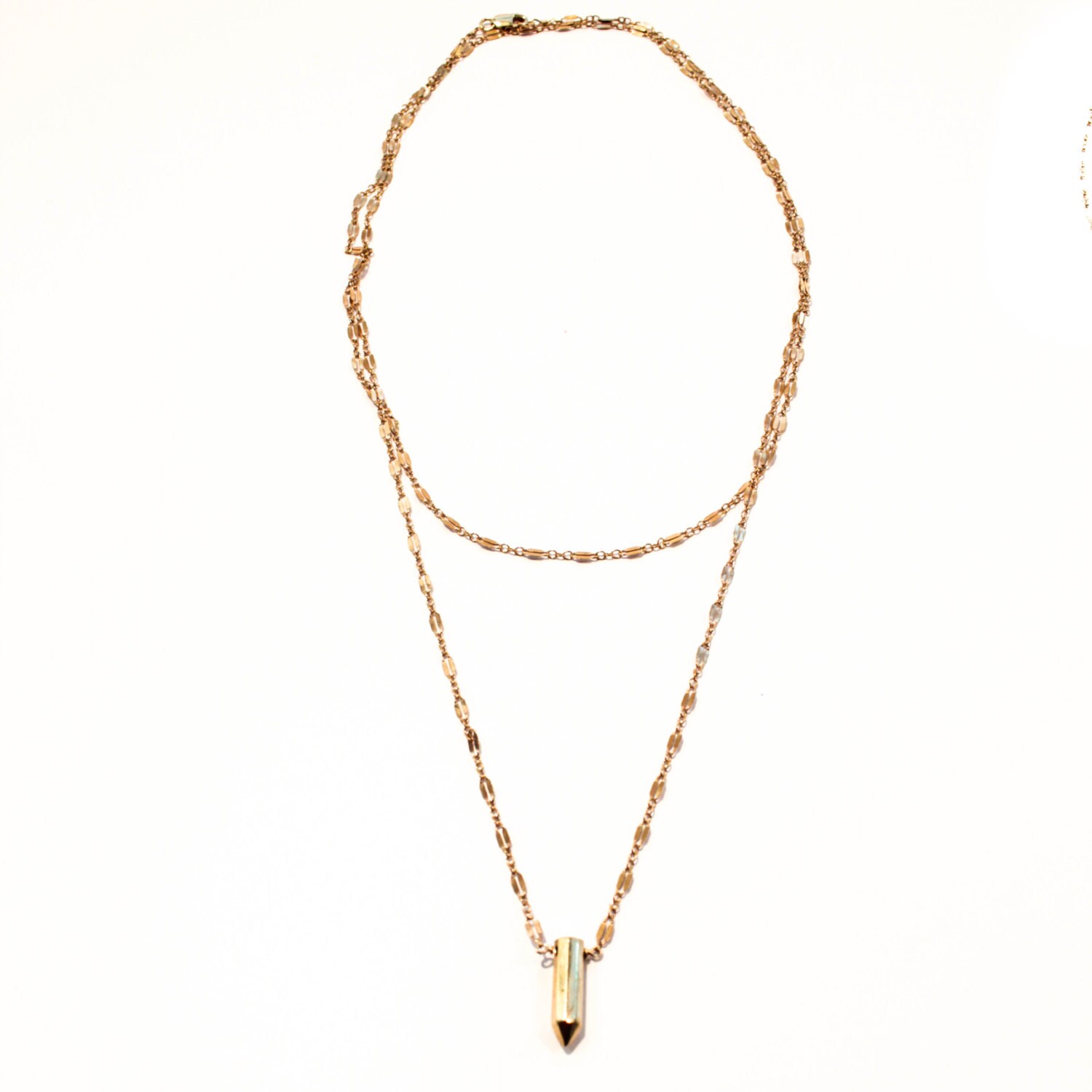 Gold Choker Wrap Necklace / Long Prism Wrap Pendant // 14K | Etsy
