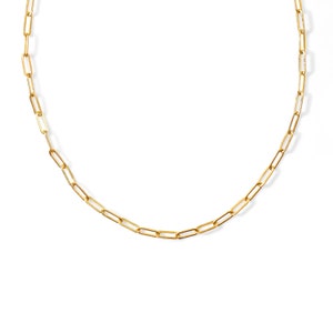 Large Link Chain Necklace - Paperclip Chain Necklace - Simple Gold Chain Necklace - Simple Silver Gold Necklace With Extension Chain