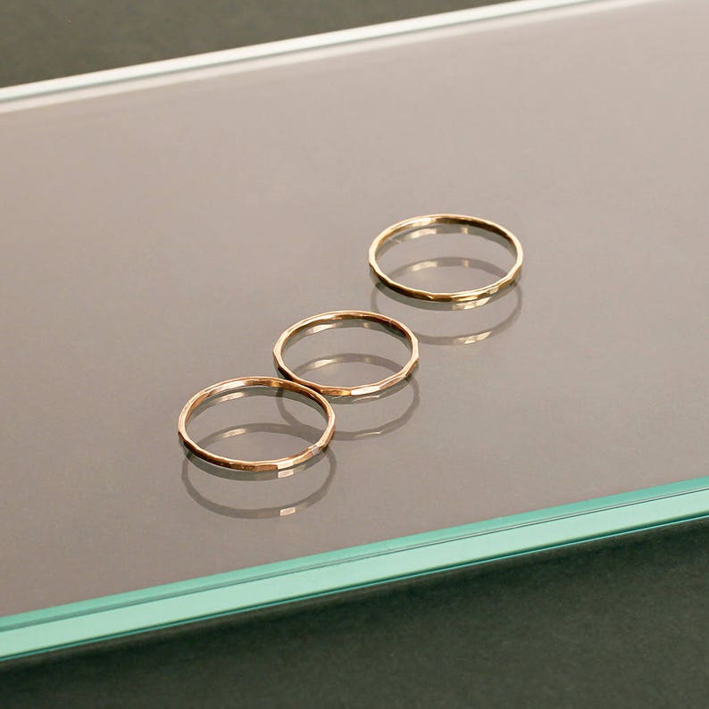 Thin Gold Rings Delicate Gold Stacking Rings Set Gold Fill image 1