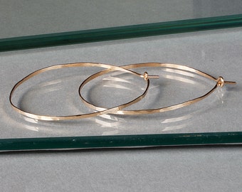 Gold Hoop Earrings - Thin Gold Hoops - Thin Hammered Hoops - Silver or Rose Gold Hoops - Infinity Hoops - Endless Hoops -  2" Large Hoops